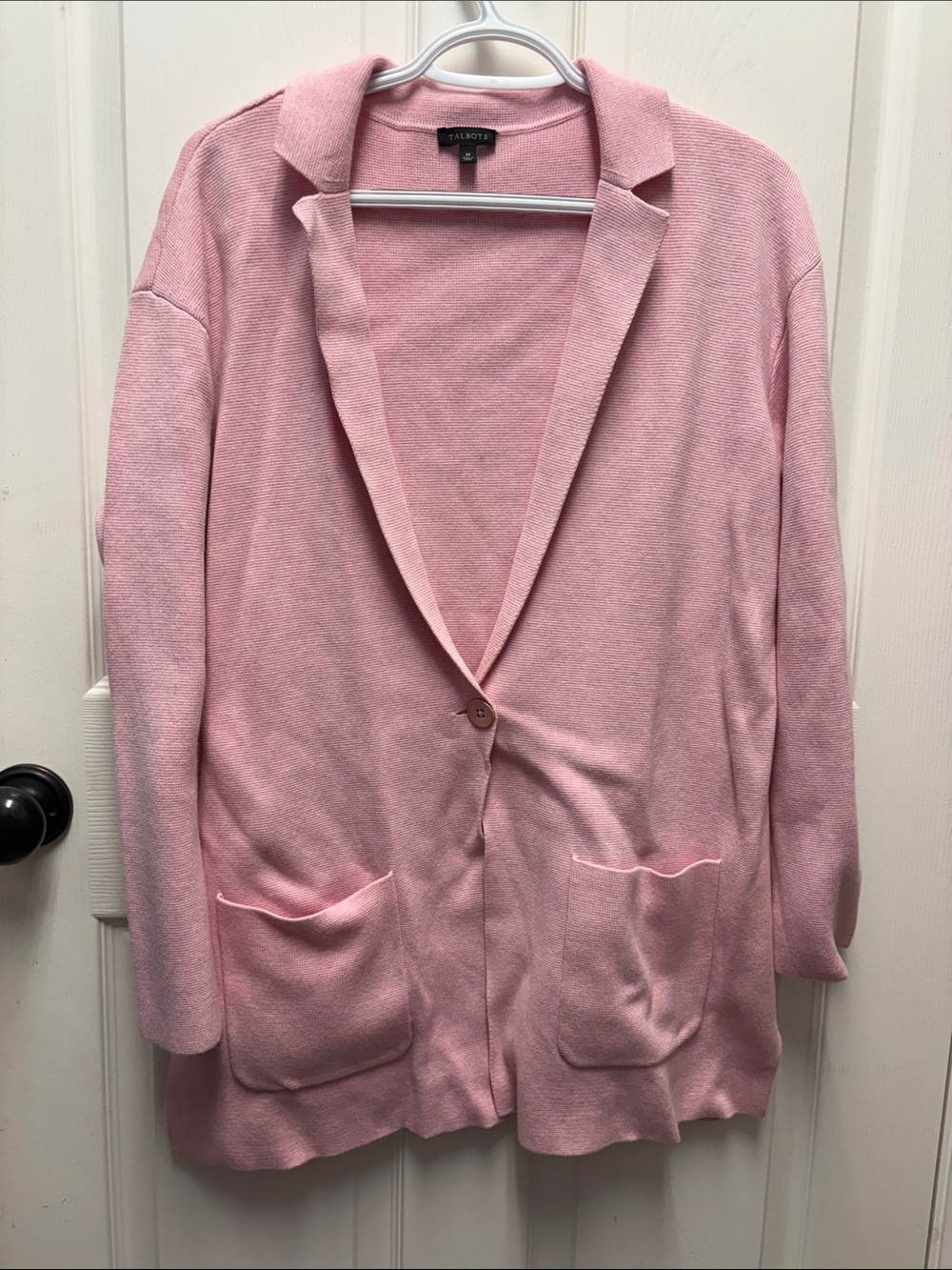 Talbots Dusty Pink One-Button Knit Blazer Cardigan